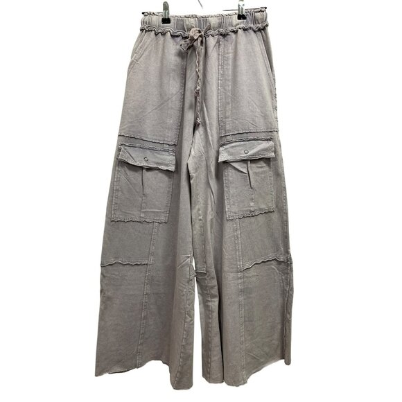 Easel Mineral Wash Wide Leg Lavender Cargo Pant Sz Small NWT - Picture 2 of 5
